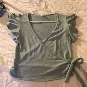 Seafoam green wrap top